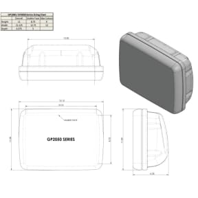 Dimensions of NavPod Gen3 SailPod - Pre-Cut for Raymarine C80 & E80 Classic Multi-Function Displays - 12" Guard