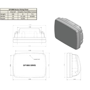 Dimensions of NavPod Gen3 SailPod - Un-Cut for Custom Installations 11-1/8" x 8" Usable Face