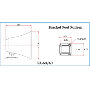 Dimensions of Newmar Deck Hailer 7-1/2" x 10" Rectangular 60W Speaker Horn