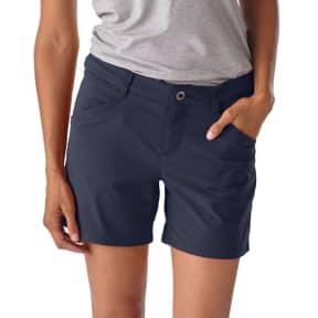 Model Front Navy Shorts  of Patagonia Women's Quandary Shorts