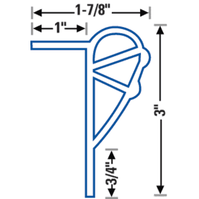 Dimensions of Polyform US Polyguard Series Dock Edge Molding - 3" High