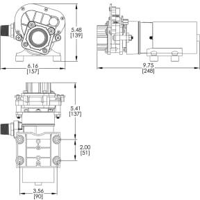 Dimensions of Raritan 53101 Macerator Pump with Integral Waste Valve