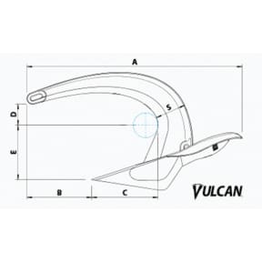 Dimensions of Rocna Anchors Vulcan Anchor - Galvanized Steel
