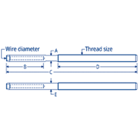 Dimensions of Ronstan Threaded Machine Swage Studs - Right - Hand Thread