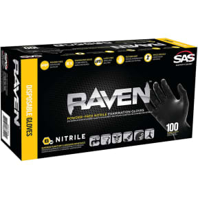 SAS Raven 7 Mil Black Nitrile Gloves - Small - 100/PK view 3