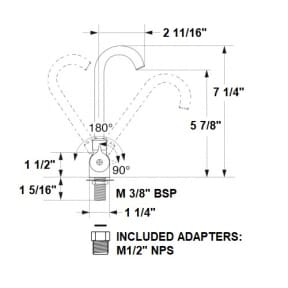 dia of Scandvik Folding Mixer with Tall Spout