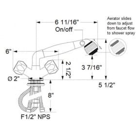 dia of Scandvik Pull Out Shower Mixer with Adjustable Aerator