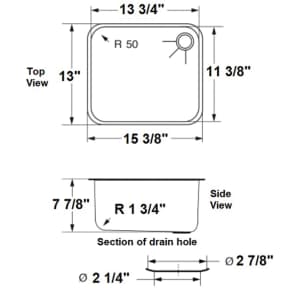 Rectangular Sinks - Mirror Finish 18/10 Stainless Steel