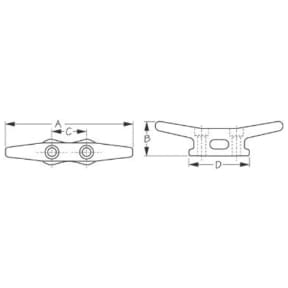 diagram of Sea-Dog Line Bulk Packaged Open Base Cleat - Flat Head