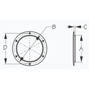 Dimensions of Sea-Dog Line Deck Inspection Plate with Spigot - Screw Down