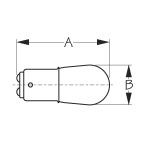 Dimensions of Sea-Dog Line No. 1034 Double Contact Bayonet Indexed Base Bulb - Dual Filament, 12V, 23W