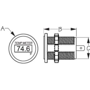 Round LED Temp Meter - Diagram of Sea-Dog Line Round Red LED Temperature Meter