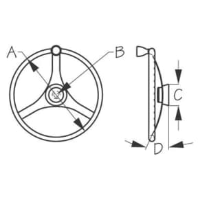 diagram of Sea-Dog Line Three Spoke SS Dished Steering Wheel with Integral Knob