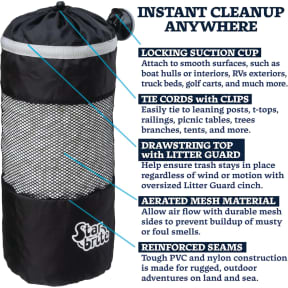 Mesh Trash Bag with Locking Suction Cup & Litter Guard Cinch Tie