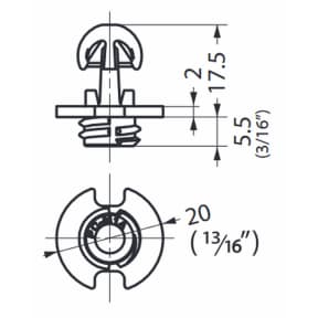 Dimensions of Sugatsune PC-M1B Fastmount - Standard Self-Tapping Male Clip
