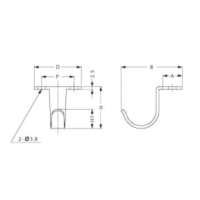 diagram of Sugatsune Reverse Undermount Single Hook