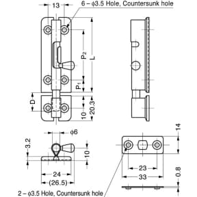 diagram of Sugatsune Spring Loaded Barrel Bolt