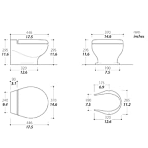 dimensions of Thetford Thetford Tecma Nano Eco Toilet