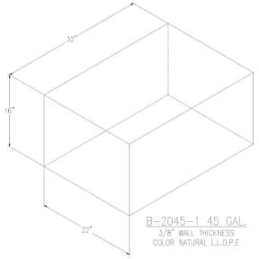 Dimensions of Trionic Corp 45 Gallon Long Rectangular Water or Holding Tank