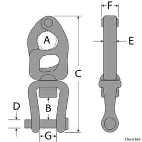 Dimensions of Tylaska T-Series Trigger Release Snap Shackles - Clevis Bail Models