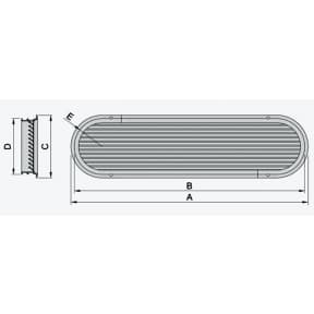 Dimensions of Vetus Type ASV Louvered Engine Room Air Vents - Aluminum Frame and Grill