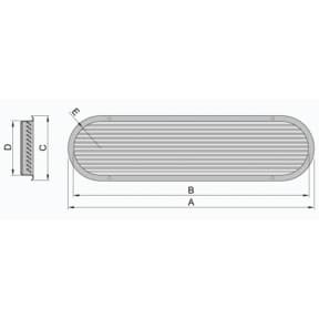 Dimensions of Vetus Type SSV Louvered Engine Room Air Vents - Stainless Steel Frame with Aluminum Grill