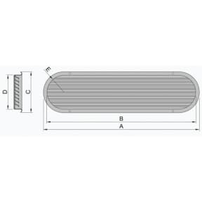 Dimensions of Vetus Type SSVL Louvered Engine Room Air Vents - Stainless Steel Frame and Grill