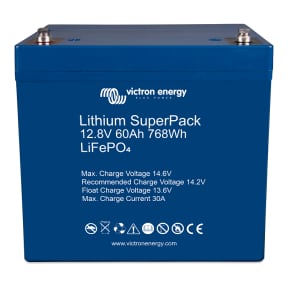 Top View of Victron Energy 12.8V Lithium SuperPack 60 Amp Batteries