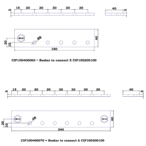 Busbar for CIP100400060 MEGA Fuses