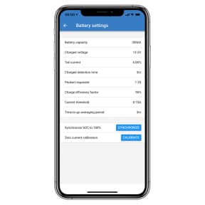 VE.Direct Bluetooth Smart Dongle - Battery Settings View