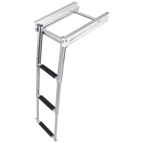 Wide Mount Under Platform 3 Step Ladder, Spring Loaded - Stainless Steel