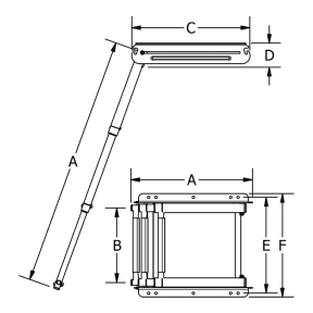 Wide Mount Under Platform 3 Step Ladder, Spring Loaded - Stainless Steel