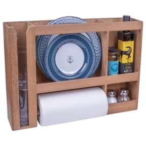 in use of Whitecap Industries Dish/Cup/Paper Towel Rack