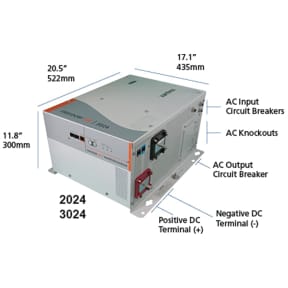 3000W Freedom SW Sine Wave Inverter Chargers - 12 or 24V DC In, 120V AC Out