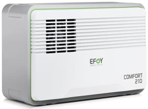 The Efoy Comfort 210 fuel cell generator, a compact and silent alternative energy source that produces electricity with zero heat or noise.