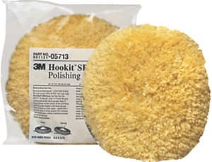 3M Hookit foam polishing pad for achieving a high-gloss finish on fiberglass hulls.