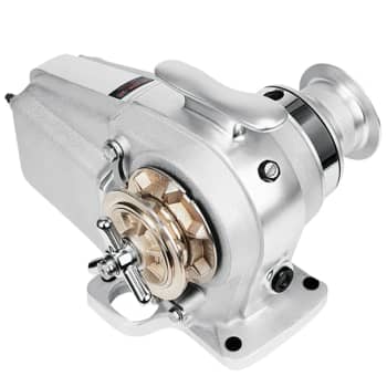 Heavy-duty Lofrans Tigres horizontal anchor windlass with manual override and aluminum housing