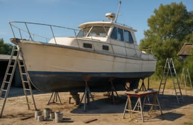 used boat getting ready for a paint job.