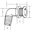 diagram of TH Marine Supplies Chrome Plated 90 Degree Thru Hull