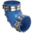 Angled View of Trident Marine Hose 290V Series Very High Temp Blue Silicone Blend 90 Deg Exhaust Elbows