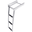 Wide Mount Under Platform 3 Step Ladder, Spring Loaded - Stainless Steel