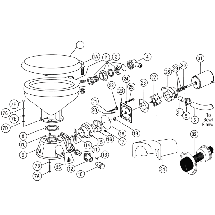 Marine toilet outlet parts